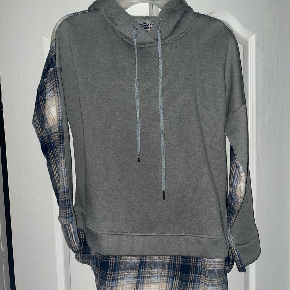 Gray/plaid hoodie